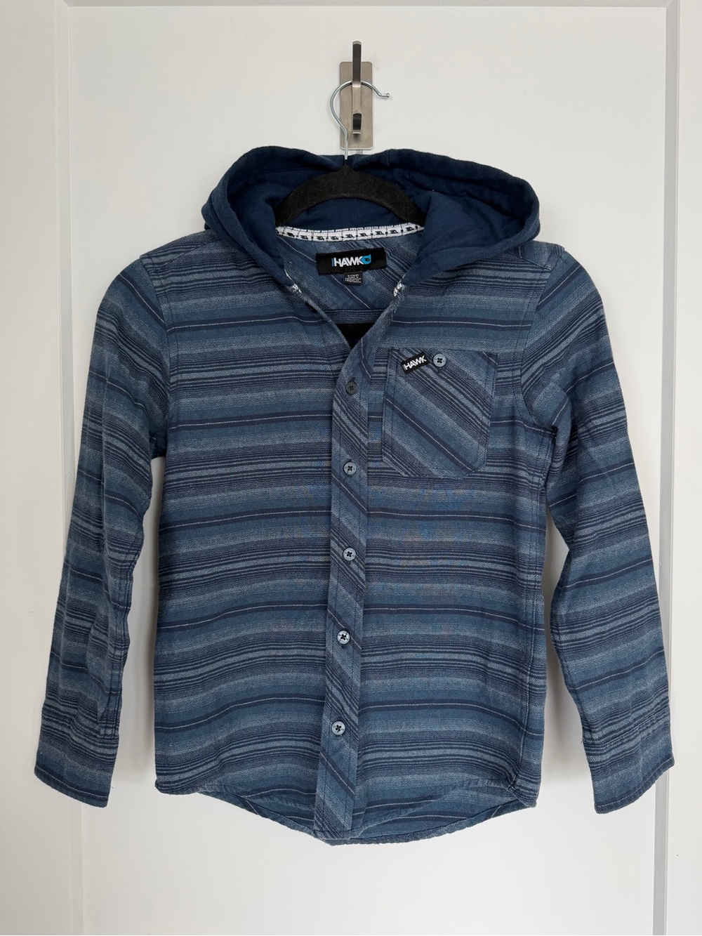 Tony Hawk Blue Striped Hooded Button-Down Shirt size small/8